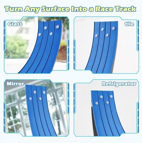 4-Lane Flexible Race Track, 15 Ft, Ocean Blue, Roll-Up Portable Racing Ramp with Suction Cups, Compatible with Hot Wheels and 1/64 Diecast Cars in Kuwait