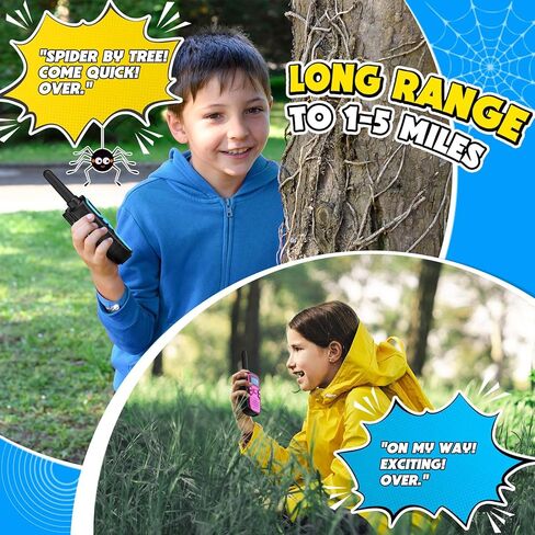 Wishouse Walkie Talkies for Kids Rechargeable Long Range,Xmas Birthday Gift for 5 6 7 8 9 10 11 12 Year Old Boys Girls,Hiking Gear Camping Games with NOAA,SOS Siren,Lamp,Lanyards,Easy to Use,4 Pack in Saudi Arabia