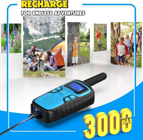 Wishouse Walkie Talkies for Kids Rechargeable Long Range,Xmas Birthday Gift for 5 6 7 8 9 10 11 12 Year Old Boys Girls,Hiking Gear Camping Games with NOAA,SOS Siren,Lamp,Lanyards,Easy to Use,4 Pack in Saudi Arabia