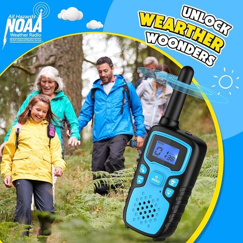 Wishouse Walkie Talkies for Kids Rechargeable Long Range,Xmas Birthday Gift for 5 6 7 8 9 10 11 12 Year Old Boys Girls,Hiking Gear Camping Games with NOAA,SOS Siren,Lamp,Lanyards,Easy to Use,4 Pack in Saudi Arabia
