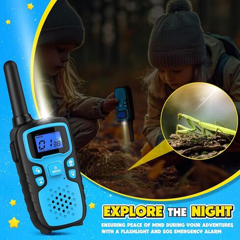 Wishouse Walkie Talkies for Kids Rechargeable Long Range,Xmas Birthday Gift for 5 6 7 8 9 10 11 12 Year Old Boys Girls,Hiking Gear Camping Games with NOAA,SOS Siren,Lamp,Lanyards,Easy to Use,4 Pack in Saudi Arabia