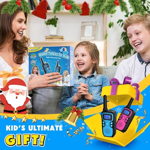 Wishouse Walkie Talkies for Kids Rechargeable Long Range,Xmas Birthday Gift for 5 6 7 8 9 10 11 12 Year Old Boys Girls,Hiking Gear Camping Games with NOAA,SOS Siren,Lamp,Lanyards,Easy to Use,4 Pack in Saudi Arabia
