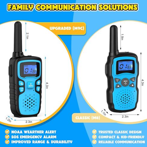 Wishouse Walkie Talkies for Kids Rechargeable Long Range,Xmas Birthday Gift for 5 6 7 8 9 10 11 12 Year Old Boys Girls,Hiking Gear Camping Games with NOAA,SOS Siren,Lamp,Lanyards,Easy to Use,4 Pack in Saudi Arabia