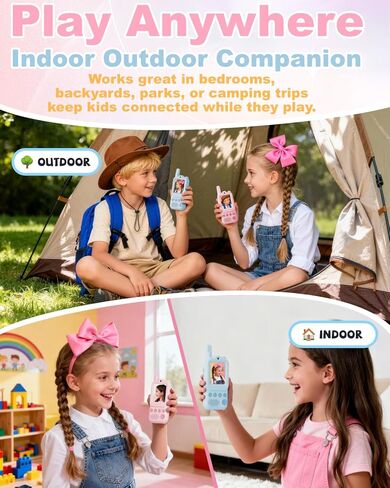 Video Walkie Talkies for Kids 2 Pack Rechargeable Video Intercom with Voice Changer, 1300FT Long Range Radios, Camping Hiking Toys, Birthday Gifts for Boys Girls Ages 3-12 (Pink&Blue) in Saudi Arabia