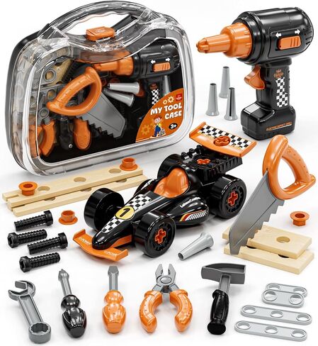 Lehoo Castle Kids Tool Set, Toddler Tool Set with Tool Box, Construction Tools for Kids with Toy Drill & Take Apart Race Car, STEM Learning Toys Birthday Gifts for Kids Ages 3 4 5 6 in Kuwait