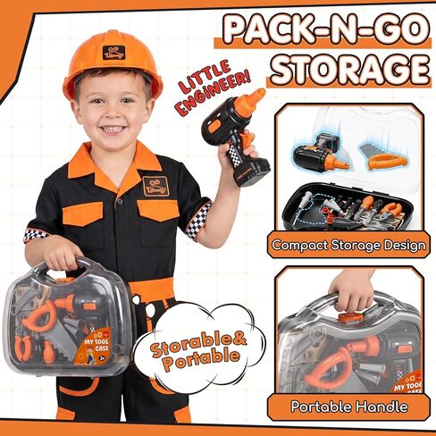 Lehoo Castle Kids Tool Set, Toddler Tool Set with Tool Box, Construction Tools for Kids with Toy Drill & Take Apart Race Car, STEM Learning Toys Birthday Gifts for Kids Ages 3 4 5 6 in Kuwait