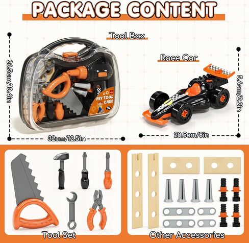 Lehoo Castle Kids Tool Set, Toddler Tool Set with Tool Box, Construction Tools for Kids with Toy Drill & Take Apart Race Car, STEM Learning Toys Birthday Gifts for Kids Ages 3 4 5 6 in Kuwait