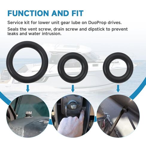 3852045 3855081 O-Ring Kit with 311598 Nylon Washer Compatible with Volvo Penta DuoProp SX-A SX-M DPS-A DPS-B Lower Unit Gear Lube Vent, Drain and Dipstick, Replaces 955981 955974 in Kuwait