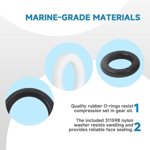 3852045 3855081 O-Ring Kit with 311598 Nylon Washer Compatible with Volvo Penta DuoProp SX-A SX-M DPS-A DPS-B Lower Unit Gear Lube Vent, Drain and Dipstick, Replaces 955981 955974 in Kuwait