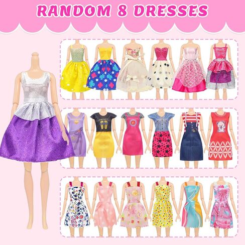 75 Pcs Doll Clothes and Accessories Gift Box Package,5 Wedding Gowns 4 Evening Dresses 8 Fashion Dresses 3 Set Casual Outfit, 2 Swimsuit,30 Hanger 20 Shoes 10 Accessories for Girls 3-10 years old Gift in Kuwait