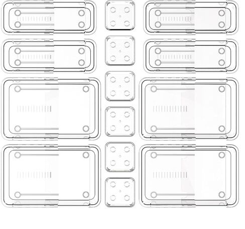 14 PCS Adjustable Clear Drawer Organizer Set - 3-Size Acrylic Storage Boxes for Makeup, Stationery, Kitchen Utensils, Tools & Bedroom Dresser Organization in Kuwait
