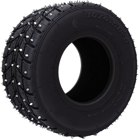 إطار Keenso Go Kart بدون أنبوب، مقاس 10x4.50 5 إطار عجلة أمامية غير قابل للانزلاق ومقاوم للثقب مع مسامير مضادة للانزلاق للثلج على الطرق الوعرة ATV UTV دراجة رباعية الانجراف in Kuwait
