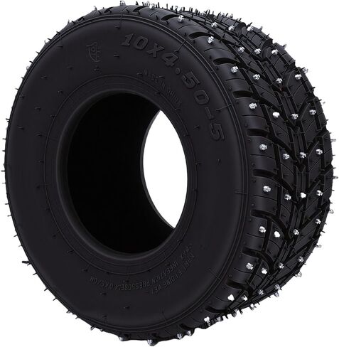 إطار Keenso Go Kart بدون أنبوب، مقاس 10x4.50 5 إطار عجلة أمامية غير قابل للانزلاق ومقاوم للثقب مع مسامير مضادة للانزلاق للثلج على الطرق الوعرة ATV UTV دراجة رباعية الانجراف in Kuwait