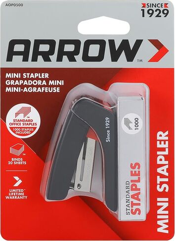 Arrow Mini Stapler, Small Stapler with 1000 Staples, 20-Sheet Capacity, for Daily Office, School, and Home Use in Kuwait