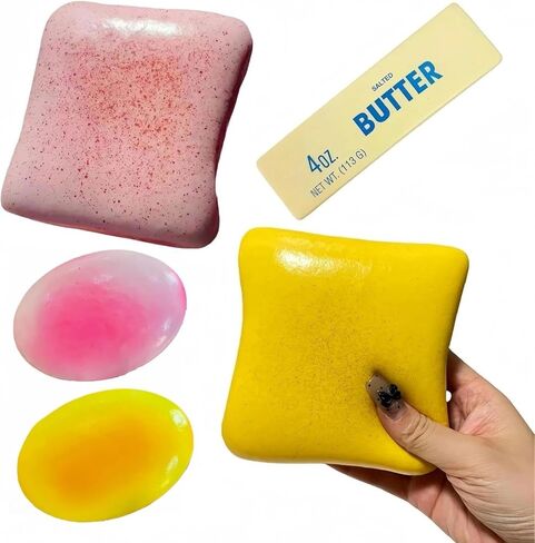 5-Pack Food Squishies Set - Slow Rising Squishy Toys, Cheese & Bread Butter Squishy, Sensory Stress Relief Squeeze Toys, Cute Desk Fidget Toy Gift in Kuwait