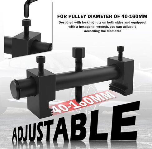 17mm Drive Pulley Puller Tool with Hexagonal Wrench,Heavy Duty Adjustable Crankshaft Pulley Removal Tool for 40-160mm,Professional Crank Pulleys Removal Tools for Crankshaft,Pump in Kuwait