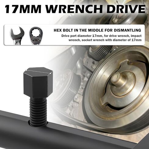 17mm Drive Pulley Puller Tool with Hexagonal Wrench,Heavy Duty Adjustable Crankshaft Pulley Removal Tool for 40-160mm,Professional Crank Pulleys Removal Tools for Crankshaft,Pump in Kuwait