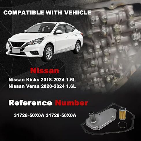مجموعة حشية وعاء الزيت لمرشح ناقل الحركة المتوافقة مع Nissan 2018-2024 Kicks 2020-2025 Versa 1.6L استبدال 31728-50X0A 3172850X0A in Kuwait