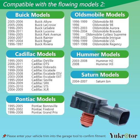 مستشعر الضغط المطلق المنوع 16249939 مستشعر الخريطة متوافق مع Chevy Impala Tahoe Buick Lesabre Cadillac GMC Sonoma Yukon GM Grand Prix Lucerne استبدال OE# 13598134 68079480AA in Kuwait