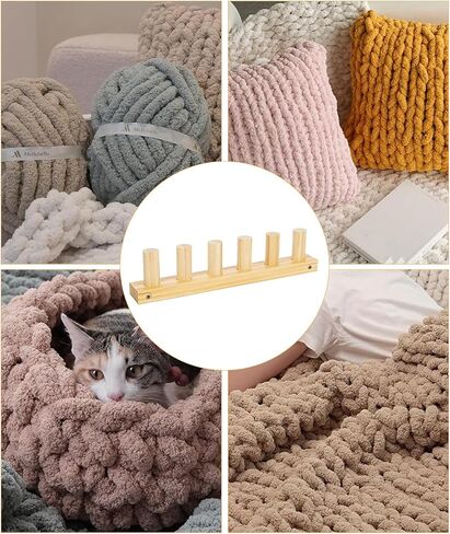 Irosiy 52" Loom for Chunky Blanket, Wooden Hand Knitting Loom for Chunky Yarn, Adjustable Size, No Needles Required with Assembly Tools in Kuwait