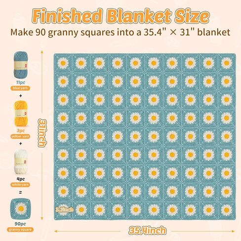 مجموعة Fitsu Crochet للمبتدئين، مجموعة أدوات الكروشيه المربعة من Daisy Granny مع خيوط وخطافات وكتاب خطوة بخطوة ودروس فيديو، مجموعة هدايا سهلة التعلم للكروشيه للبالغين والمبتدئين in Kuwait