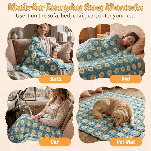 مجموعة Fitsu Crochet للمبتدئين، مجموعة أدوات الكروشيه المربعة من Daisy Granny مع خيوط وخطافات وكتاب خطوة بخطوة ودروس فيديو، مجموعة هدايا سهلة التعلم للكروشيه للبالغين والمبتدئين in Kuwait