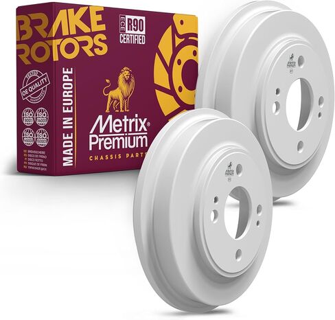 Metrix Premium Chassis Parts - 9.7 inch (246.3 mm) 2 PC Rear Coated Brake Drum Kit Fits 2001-2005 Honda Civic L4 1.7L, 2009-2013 Honda Fit, 2010-2014 Honda Insight, Replacement 9724R, Made in Europe in Kuwait