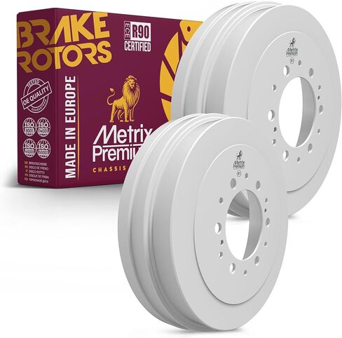 Metrix Premium Chassis Parts - 13.5 inch (343 mm) 2 PC Rear Coated Brake Drum Kit Fits 86-01 Toyota 4Runner, 86-95 Pickup, 93-98 T100, 95-03 Tacoma, 00-02 Tundra, Replacement 9328R, Made in Europe in Kuwait
