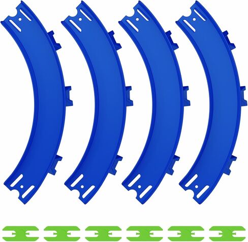 Curve Track Pieces Compatible with Hot Wheels – 4-Pack 90-Degree High-Banked Turns + 6 Connectors – Curved Corner for 1:64 Scale Racing – Blue in Kuwait