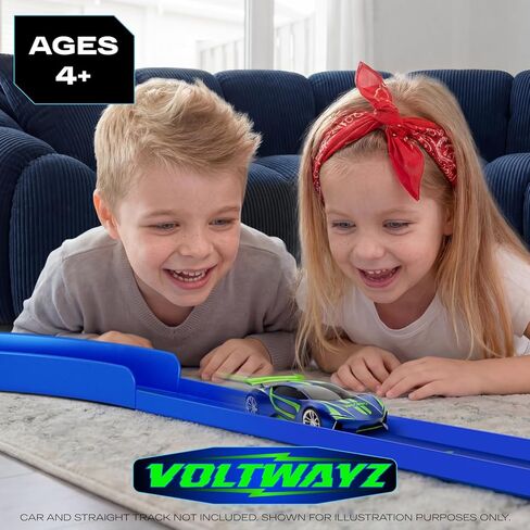 Curve Track Pieces Compatible with Hot Wheels – 4-Pack 90-Degree High-Banked Turns + 6 Connectors – Curved Corner for 1:64 Scale Racing – Blue in Kuwait