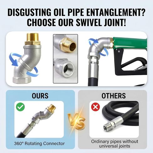 3/4'' x 10' Fuel Transfer Hose with Auto Fuel Nozzle and Fuel Transfer Swivel, 3/4" Inlet & 13/16" Outlet Fluid Oil Pump Tank Tube for Dispensing Diesel Gasoline Kerosene Biodiesel in Kuwait