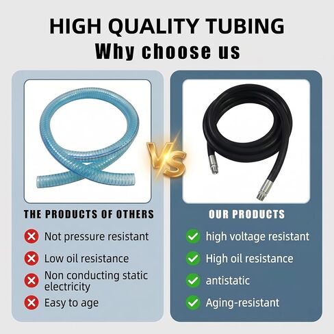 3/4'' x 10' Fuel Transfer Hose with Auto Fuel Nozzle and Fuel Transfer Swivel, 3/4" Inlet & 13/16" Outlet Fluid Oil Pump Tank Tube for Dispensing Diesel Gasoline Kerosene Biodiesel in Kuwait