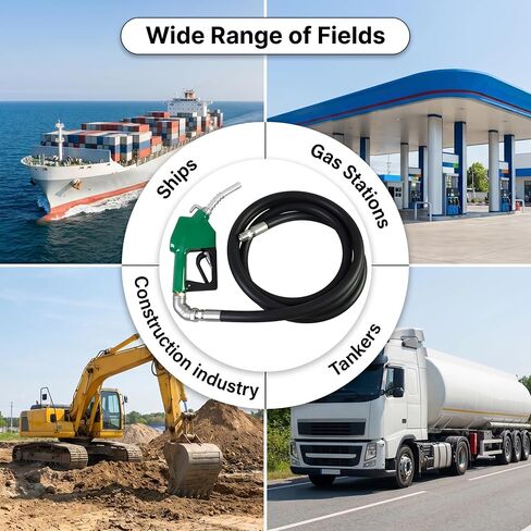 3/4'' x 10' Fuel Transfer Hose with Auto Fuel Nozzle and Fuel Transfer Swivel, 3/4" Inlet & 13/16" Outlet Fluid Oil Pump Tank Tube for Dispensing Diesel Gasoline Kerosene Biodiesel in Kuwait