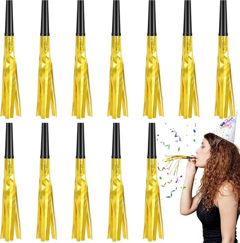 12 Pcs Noise Makers Glitter Metallic Fringed Party Blowers for Birthday New Years Graduation Sporting Events Party Favor Supplies (Mixed Colors) in Kuwait