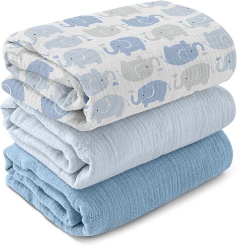 GLLQUEN BABY 4-Pack Muslin Swaddle Blankets for Unisex, Soft Breathable Receiving Blankets Neutral, Baby Swaddle Blanket for Boys and Girls, Newborn Essentials in Saudi Arabia
