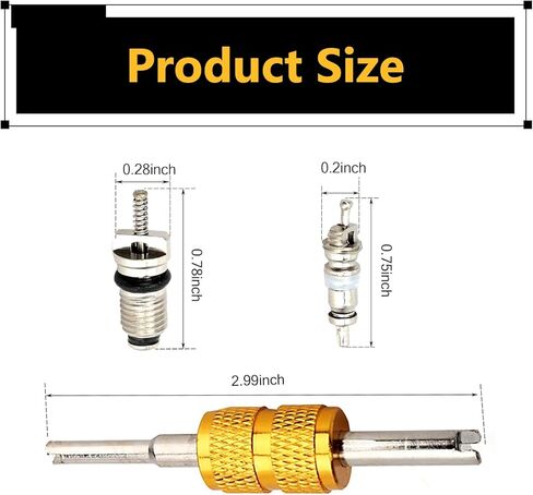 16 PCS Air Condition Valve Core Kit, Includes R134A R12 Valve Cores, Service Tool & Pressure Caps, AC System Charging Port Repair Accessories,Universal for Most Cars, Trucks, SUVs (Black) in Kuwait