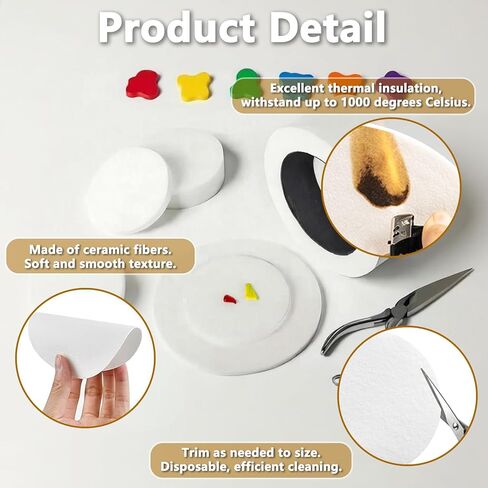 Round Microwave Kiln Paper, Ceramic Fiber Paper 4.7 Inches Thinfire Kiln Shelf Sheets for Glass Fusing Stove Fireplace Ultra Smooth Surface DIY Crafts - 30 Sheets in Kuwait