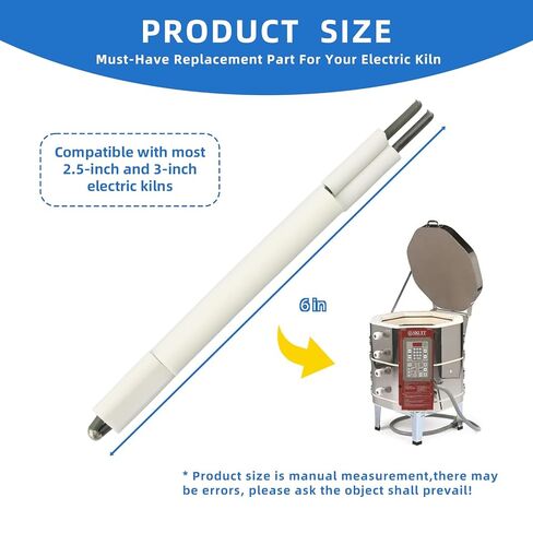 Kiln Thermocouple Type K, 6" 8-Gauge Replacement SK1515, Fits 2.5" & 3" Electric Kilns, Compatible with Skutt KM1227 KM1027, L&L and Olympic Kilns in Kuwait