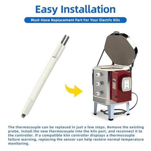Kiln Thermocouple Type K, 6" 8-Gauge Replacement SK1515, Fits 2.5" & 3" Electric Kilns, Compatible with Skutt KM1227 KM1027, L&L and Olympic Kilns in Kuwait