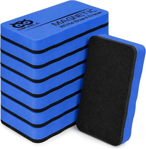 OWLKELA 8Pcs Dry Erase Erasers, Magnetic Whiteboard Eraser for Glass Board, Dry Board and Calendar Board, Blue in Kuwait