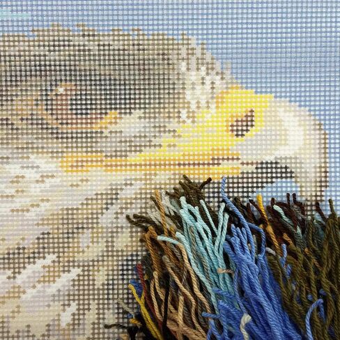 Brvsk Bird Needlepoint Kit for Adults and Beginners — Eagle 16″ × 16″ with Clear, Precise Printed Design on Cotton Canvas; Includes 2 Needles, Yarn, and Easy-Read Chart in Kuwait