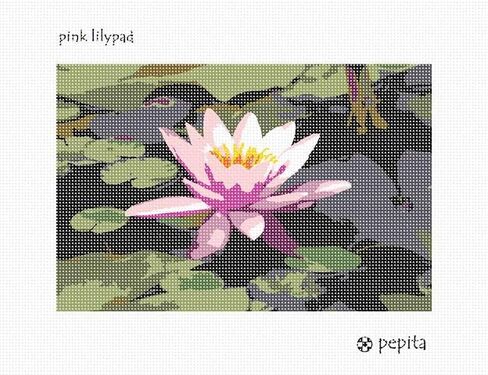 لوحة Pepita Needlepoint القماشية: Pink Lilypad، 10 × 7 بوصة in Kuwait