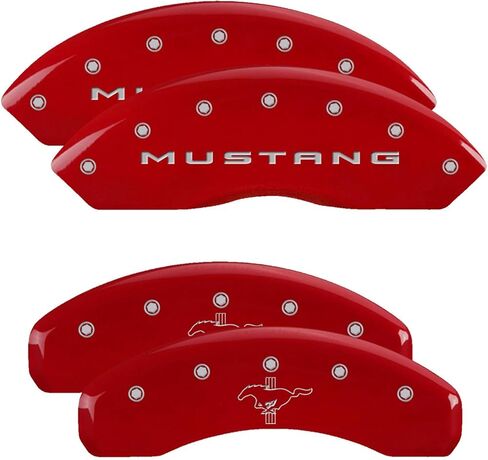 MGP Caliper Covers 10204SMB2RD Red Powder Coat Finish '2015/Mustang-EngravedRear' Engraved Caliper Cover with Silver Characters, (Set of 4) in Kuwait
