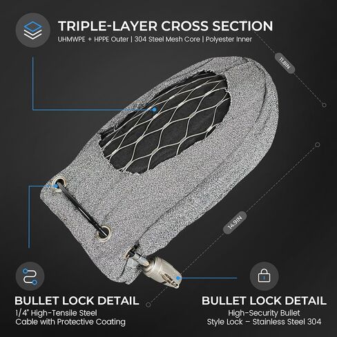 Anti-Theft Car Mirror Covers, UHMWPE-HPPE Level 5 & 304 Stainless Steel Mesh Protectors, Secure Bullet Lock & Steel Cable, Side Mirror Protection for Cars SUVs & Pickup Trucks in Kuwait