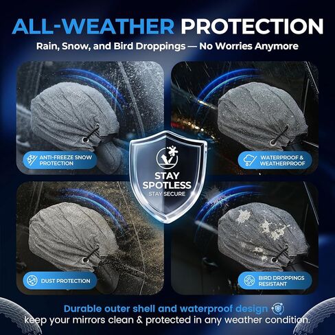 Anti-Theft Car Mirror Covers, UHMWPE-HPPE Level 5 & 304 Stainless Steel Mesh Protectors, Secure Bullet Lock & Steel Cable, Side Mirror Protection for Cars SUVs & Pickup Trucks in Kuwait