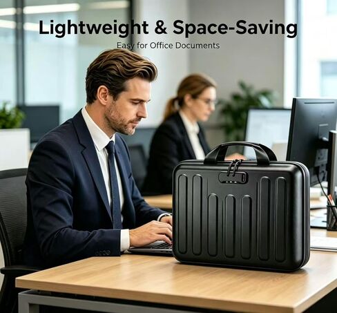 Fireproof Document Box with Lock, Waterproof Hard-Shell File Organizer, 13 Pocket Accordion Folder, Portable Safe Storage for A4 Files, Laptop, Passports & Certificates, Home Office Travel Use, Black in Saudi Arabia