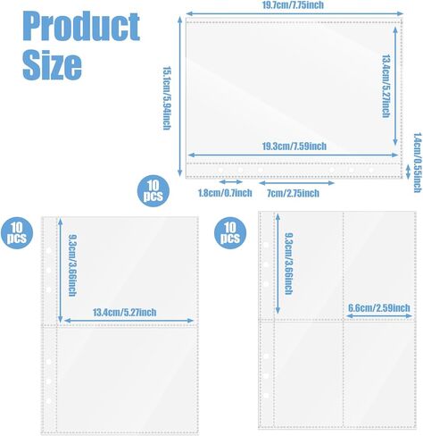 30 Sheets Clear Binder Sleeves 1/2/4 Pocket Double Sided Plastic Pocket Sleeves for Photos, Trading Cards, Sticker Storage Organizer, 6 Ring A5 Binder Inserts Inserts Refills Pockets Pages in Kuwait