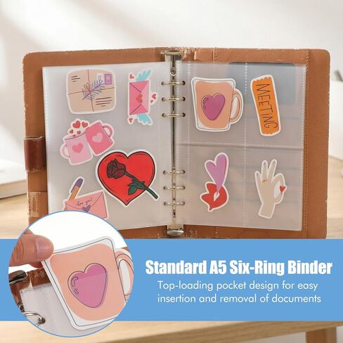30 Sheets Clear Binder Sleeves 1/2/4 Pocket Double Sided Plastic Pocket Sleeves for Photos, Trading Cards, Sticker Storage Organizer, 6 Ring A5 Binder Inserts Inserts Refills Pockets Pages in Kuwait