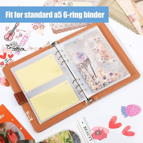 30 Sheets Clear Binder Sleeves 1/2/4 Pocket Double Sided Plastic Pocket Sleeves for Photos, Trading Cards, Sticker Storage Organizer, 6 Ring A5 Binder Inserts Inserts Refills Pockets Pages in Kuwait