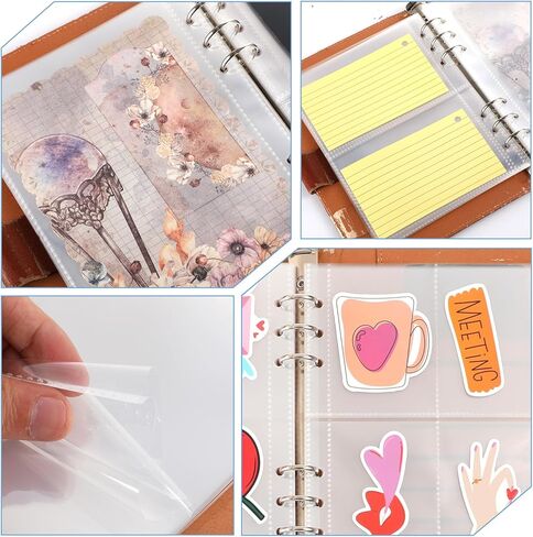30 Sheets Clear Binder Sleeves 1/2/4 Pocket Double Sided Plastic Pocket Sleeves for Photos, Trading Cards, Sticker Storage Organizer, 6 Ring A5 Binder Inserts Inserts Refills Pockets Pages in Kuwait
